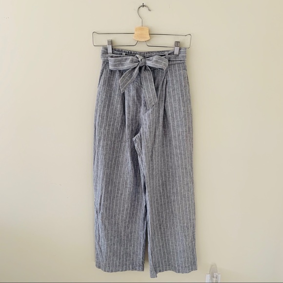👚 3/$40 Uniqlo Linen Striped Pants with Belt - Picture 3 of 5